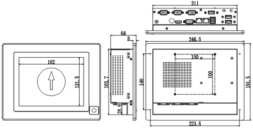 IPPC-0803T3 8 Inch PC Touch Panel Capacitive Touch HM76 Chip Notebook CPU Dual Network 3 Series 5USB