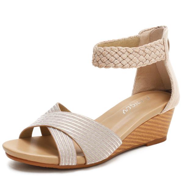 BS113 Sandals Women 2021 New European And American Fashion Summer Ladies Shoes Woven Roman Fashion Wedges Sandals Beach