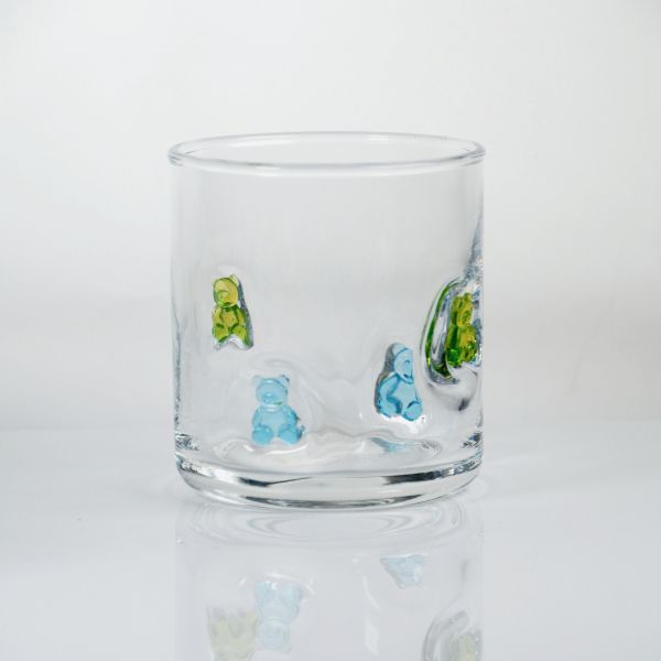 Hand Blown Gummy Bear Icon Glass,400ml Clear Tumbler With Cute Colorful Bear ,fun Whiskey Juice Glass For Kids Adults,cute Barware Gift