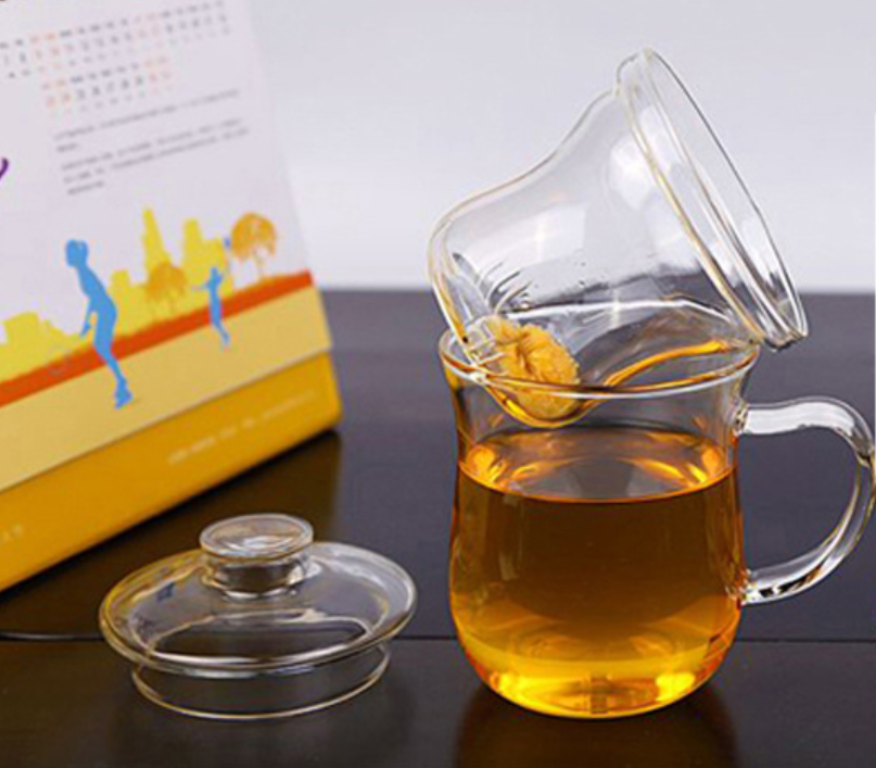 Стеклянная чашка Инфузер чая темного защитного стекла подгоняла логотип для офиса/перемещения