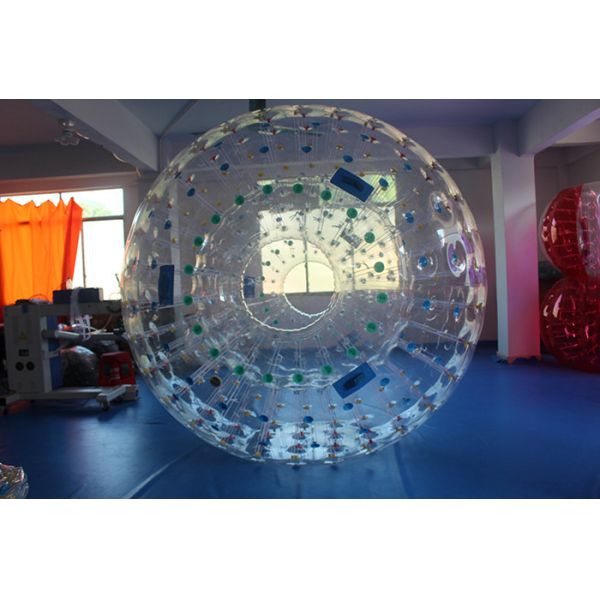 Transparent Blue Handle PVC Inflatable Zorb Ball , 3m x 2m Dia Giant Hamster Ball