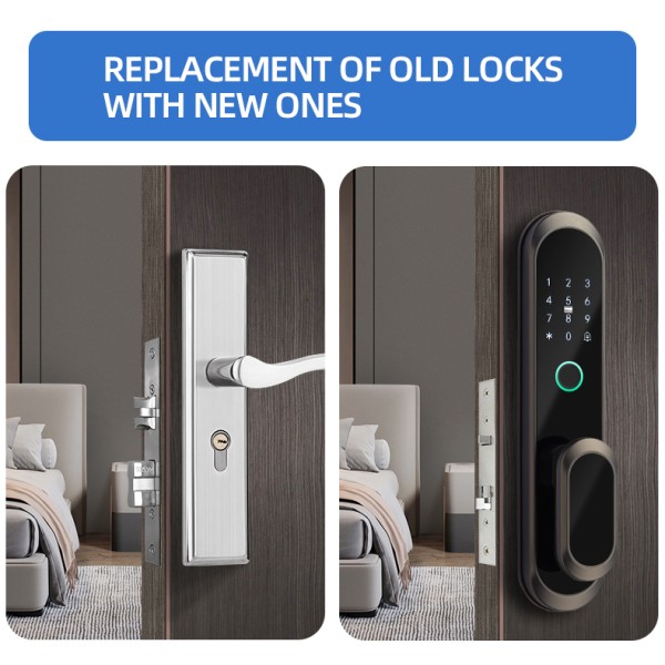 304 Stainless Steel Fully Automatic Intelligent Lock TUYA Wifi Application Biometric Digital Keyboard Fingerprint Door Lock