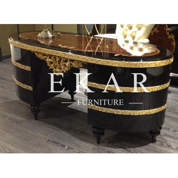 Vintage Empire Style Solid Wood Bookcase With Glass Doors TJ-029