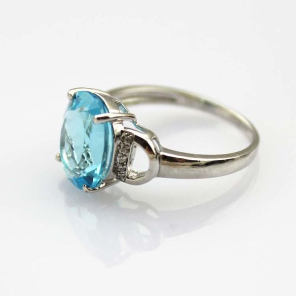 Fashion Jewelry 925 Silver 9mmx11mm Oval Amethyst Gemstone Ring with Cubic Zircon  (R260)