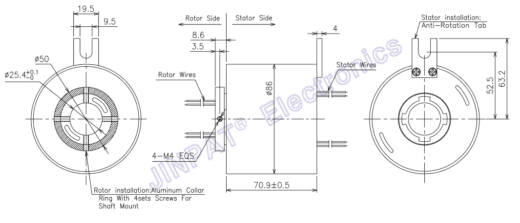 Внутренний диаметр 25.4mm через снабжение жилищем сплава алюминия кольца выскальзывания скважины