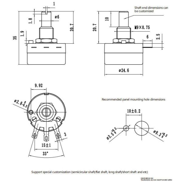 Tocos rv24yn 20s b102 b103 b502 Precision 1k 5k 10 Carbon Film Potentiometer