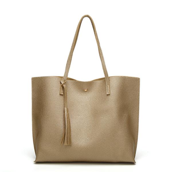 Nylon Womens Black Tote Handbag , 360mm X 300mm Leather Shoulder Tote Bag