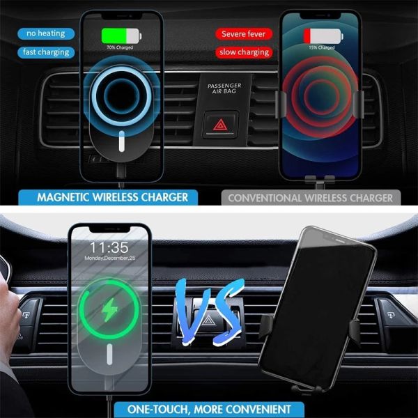 Alloy 15w Magsafe Wireless Car Charger Mount Auto Lock 12V 2A