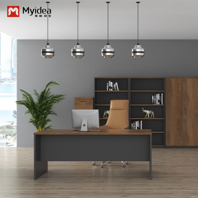 Commercial-Grade Manager Workstation with Integrated Storage Unit – Reinforced Panel Construction, Ideal for Executive Suites and Private Offices.
