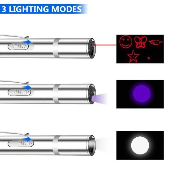 Purple Red White Laser Cat Teaser Interactive Toy Rechargeable Cat Toys