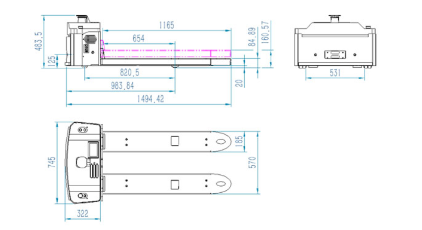 Лазерная навигация SLAM Ultra Low Forklift AGV Load 1000KG Дифференциальный привод