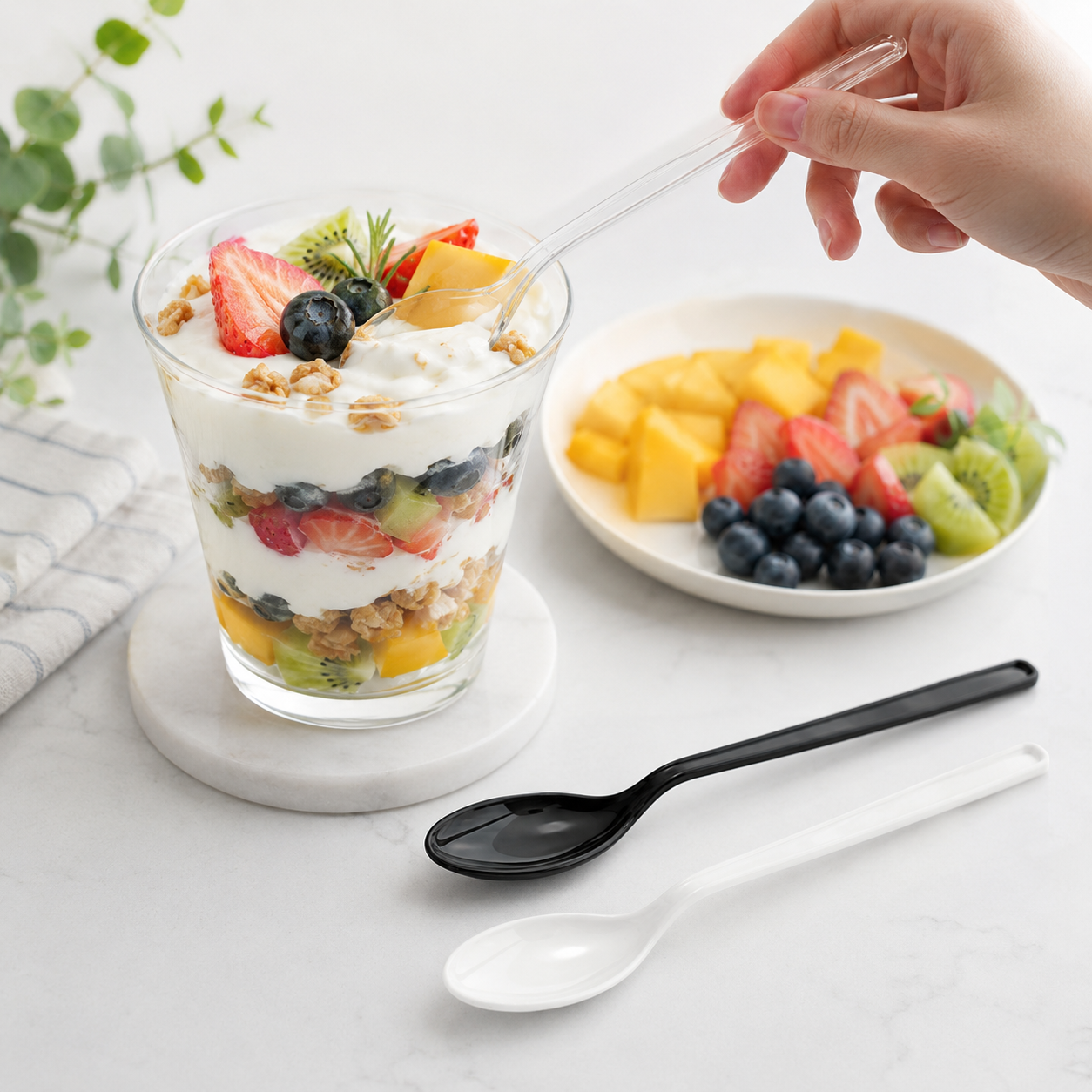 7 Inch Deep Bowl Disposable Plastic Spoon for Soup Takeaway Catering