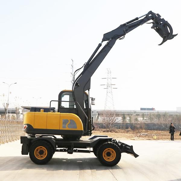 Heavy Duty Construction Equipment Wheeled Excavator Rotary Wheel Wood Grabber Digger