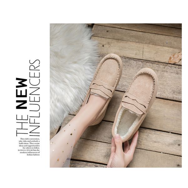 2022 Autumn Plus Velvet Peas Shoes Flat Soft Bottom Tendon Cotton Shoes Women Lazy Grandma Shoes