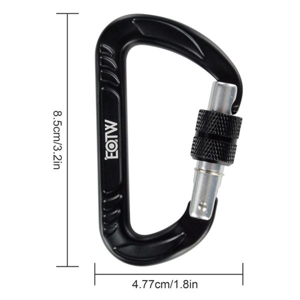 Climbing Aluminum Carabiner with Galvanized Finish CE Certified D Shape Screw Gate