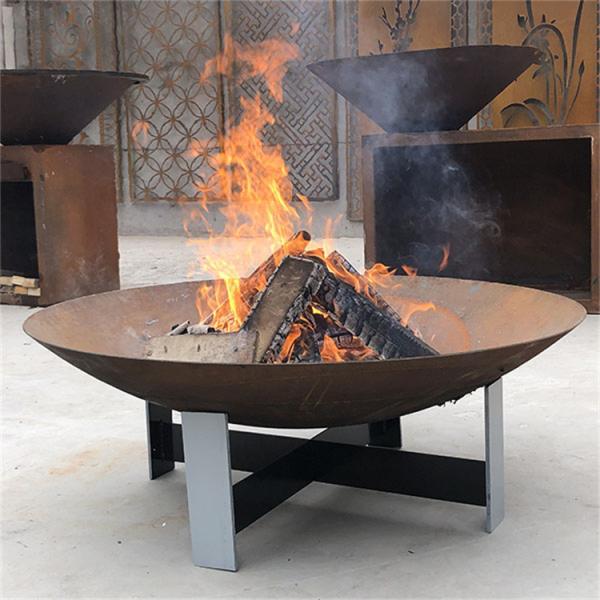 Bbq Outdoor Wood Burning Brazier Fire Pit Corten Steel