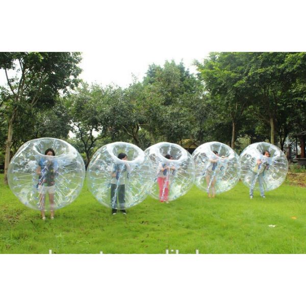 Взрослый красный напечатанный шарик бампера приятеля, голубой людской раздувной логос шарика пузыря бампера