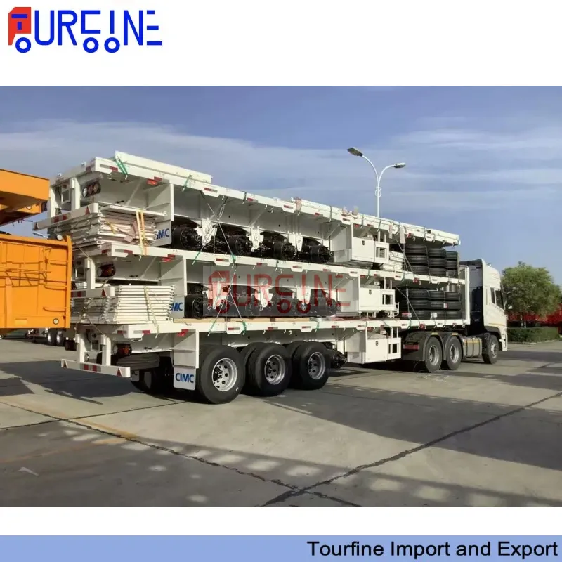 Tri Axle 60 Ton Flatbed Semi Trailer With Detachable Side Walls For Cargo Transport
