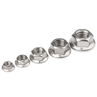 304 M8 Hex Lock Din6923 Auto-verrouillage Hexagon Flange Noix avec traitement de surface simple