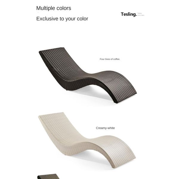 Eco Friendly Beach Swimming Pool PE Rattan S Shaped Lying Bed Lounge Leisure Chair Table