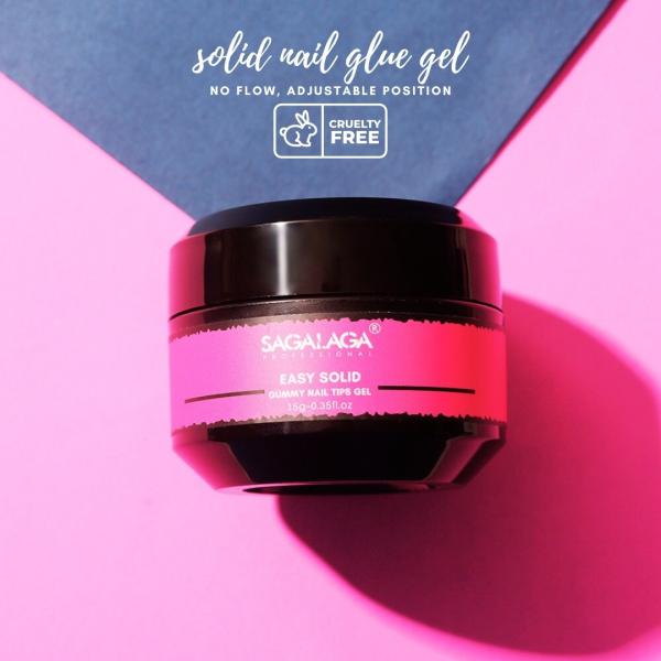 SAGALAGA Strong Adhesive Solid Gel Glue Custom Logo Glue Gel Polish for Press on Nail Transparent Tips Glue