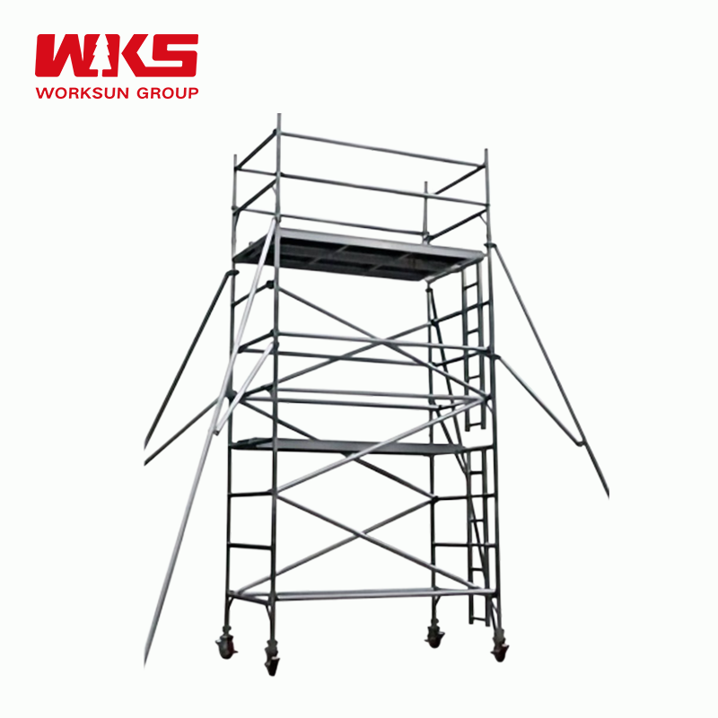 Lightweight Aluminum Scaffold Tower Compact Mobile Scaffolding System Silver For