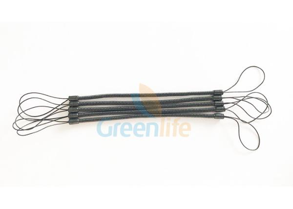 Black 15CM Pen Coiled Leash With Nylon Loops
