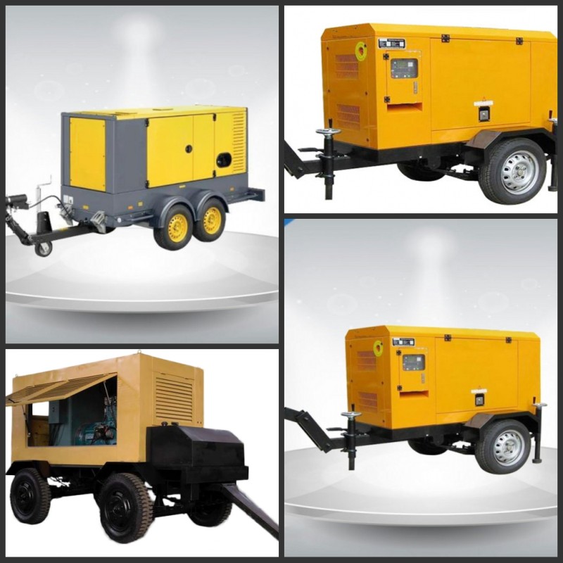 400 / 230V Portable Trailer Mounted Generator 191 Kw Output Power In - Line Config