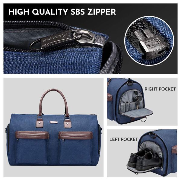 Oversized Travel Shoulder Bag Waterproof Canvas Genuine Leather Weekend Bag Overnight Handbag