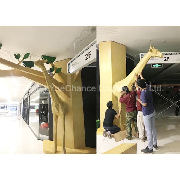 Taille élevée de fibre de verre de statues de girafe de décoration animale