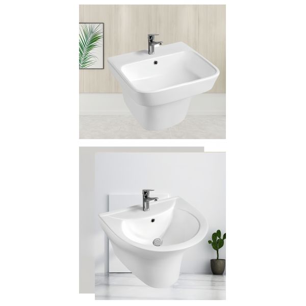 Slowly Toilet Seat Cover Pedestal Hand Wash Basin for Fancy Dining Room 680x370x830mm