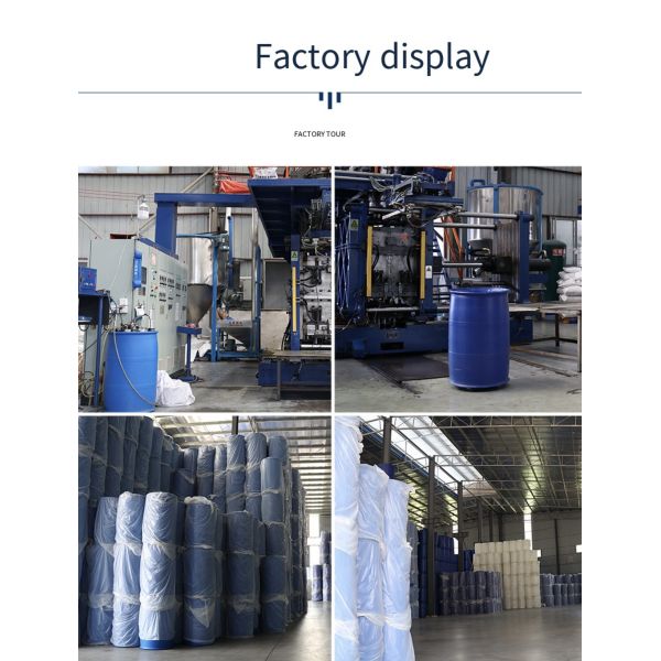 Reusable 200L Blue Plastic Barrel Drum Harmless Single Ring Closed