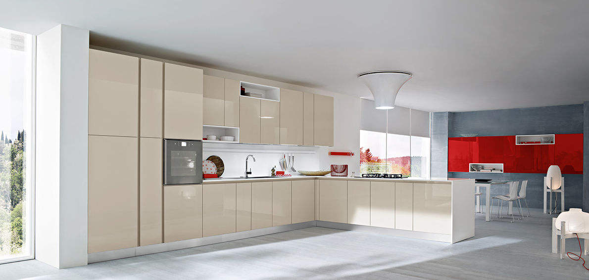 Veneer Top/Lacquer Bottom Finish Modern Acrylic Designs for Modular Kitchen Cabinets