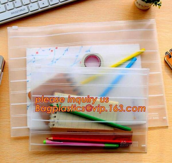 Frosted surface easy to seal zipper file bag, stationary holder pack,transparent frosted A4/A5 bag, protable slider seal