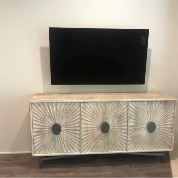 Customized 40 Inch Buffet Cabinet Black TV Sideboard MDF Material