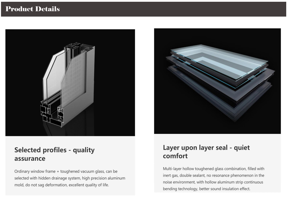 Wood Grain Frame Aluminum Flush Casement Doors Double Track With Heat Strip
