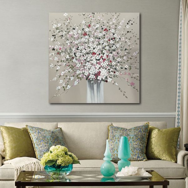 Texturas modernas pintura a mano con óleo pintura de flores de colores lienzo de pared de arte para el salón