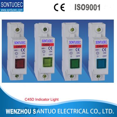 Tipo interruptor elétrico modular de MCB do isolador de C45D com a lâmpada amarela verde vermelha azul da cor