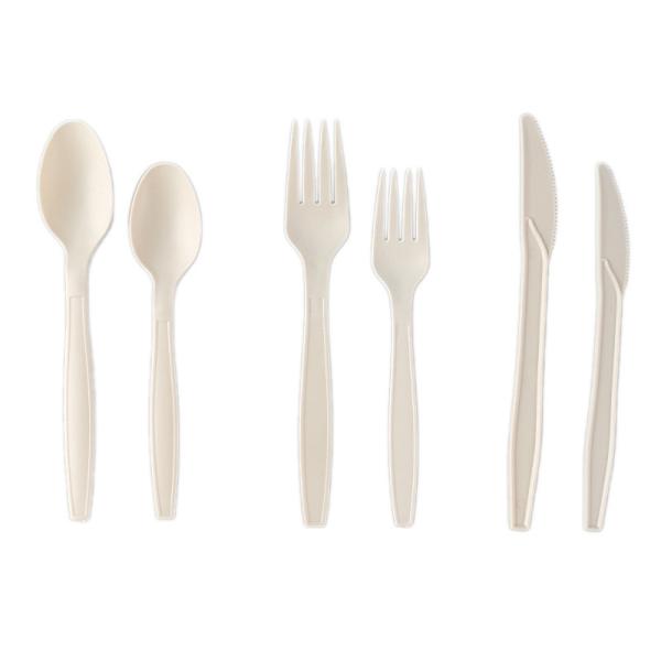 Biodegradable Spoon Knife And Fork Eco Friendly PLA Disposable Plastic Cutlery Set