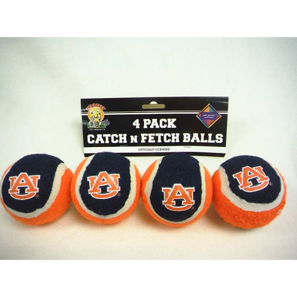 DOG TENNIS BALLS-AUBURN TIGERS DOG BALLS-4 PACK