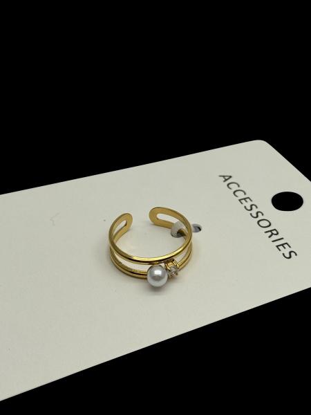 925 Sterling Silver Adjustable Pearl Ring for Women