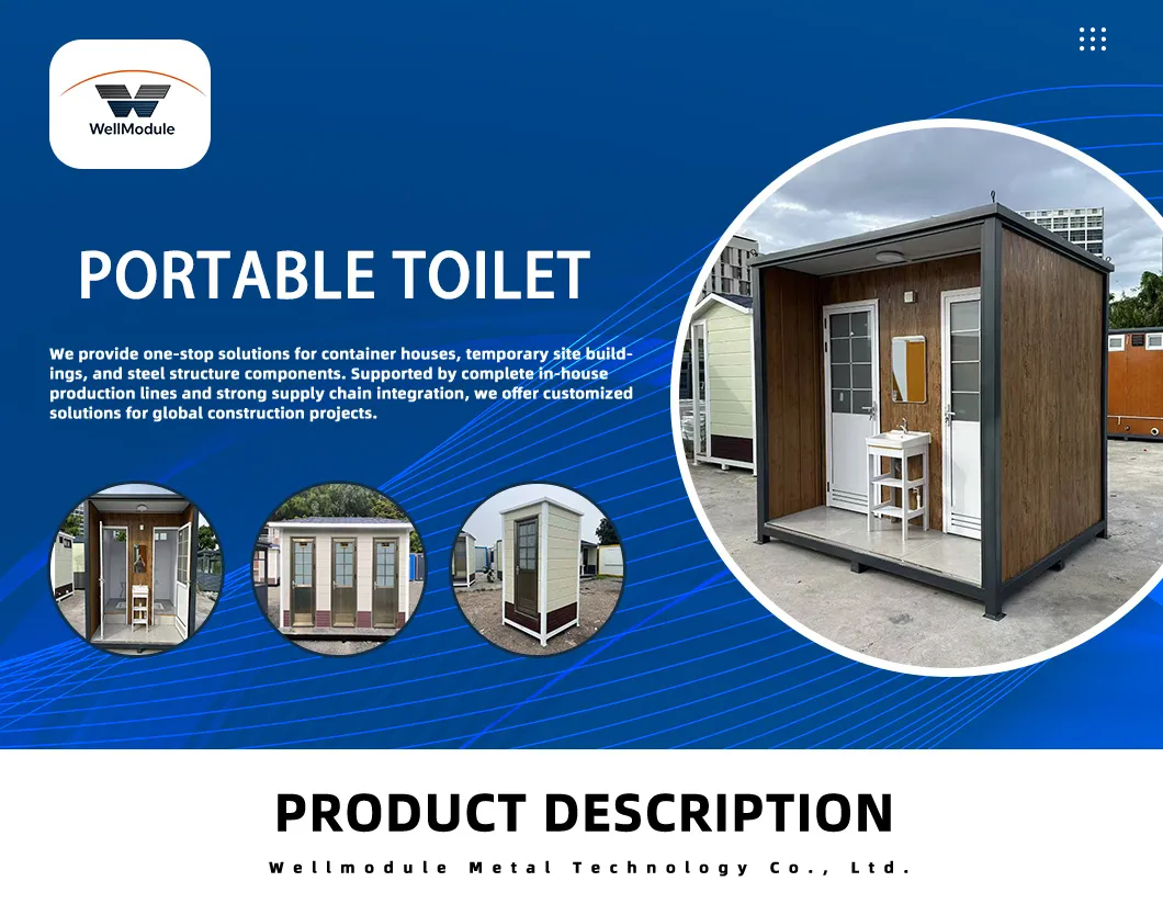Compact portable toilet cabin designed to deliver and comfortable restroom access for construction projects outdoor exhibitions and public events