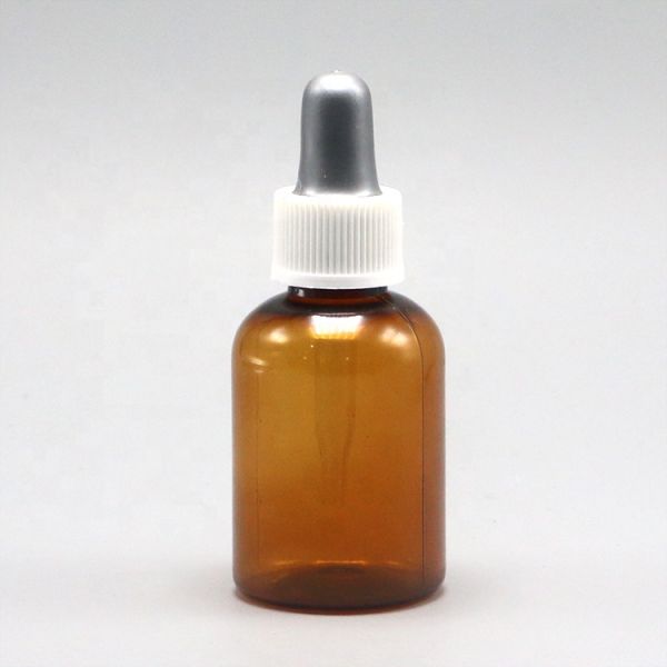 Botella de gotero de plástico PET de forma redonda de 15 ml con tapa de gotero personalizada de grado médico.