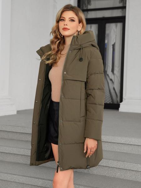 Outdoor Ladies Waterproof Puffer Jacket Brown Waterproof Padded Long Coat