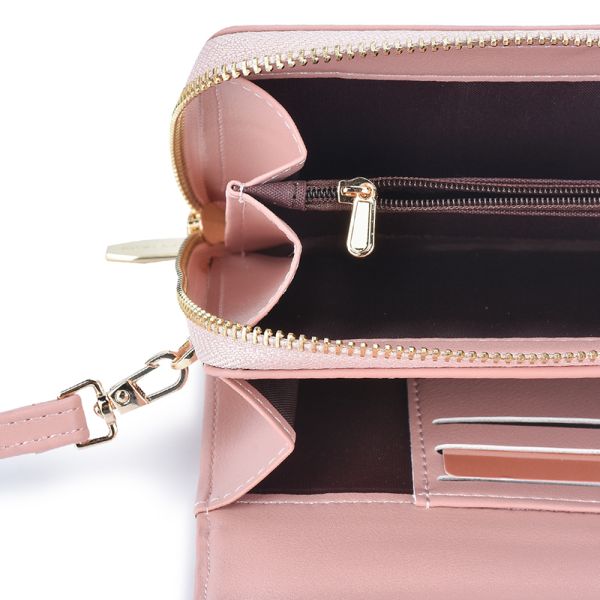 Polyester Lining Female Crossbody Bag 7cm 20cm Pink Leather Sling Bag