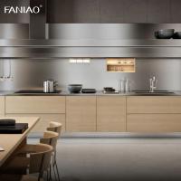 Nouveau meuble de cuisine en acier inoxydable en bois de grain de haute brillance