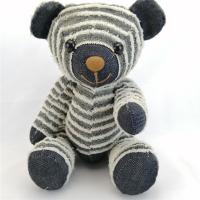 Cadeau de jouet à l'ours en peluche charmant en peluche, jean fait à la main, tissu, jouet pour animaux, bleu, jean, tissu, jouet pour ours.