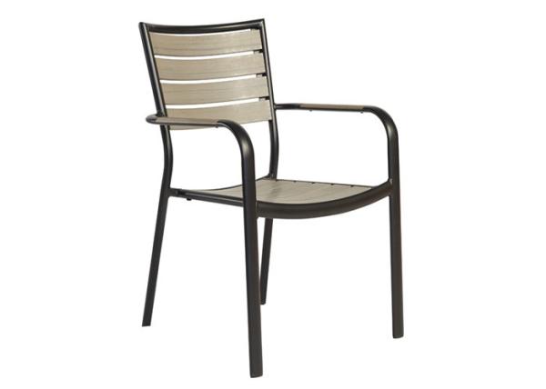 Patio Restaurant Aluminum And Poly Wood Outdoor Black Dining Chairs With Arm