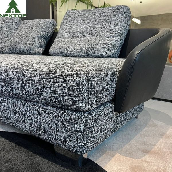 Luxury Hotel Lobby Reception Modular Sofa Set High End Villa Fabric Grey Linen Sofa