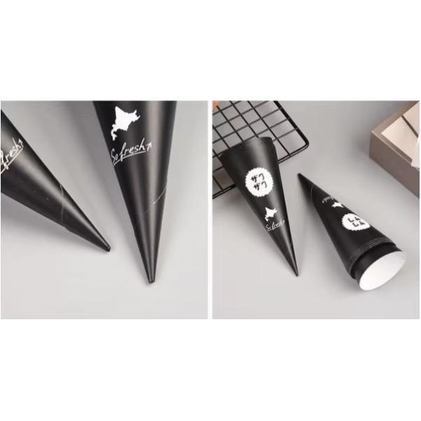 Summer Customized Logo Sleeving Cone Shaped Ice Cream Paper Holder for Food Packaging